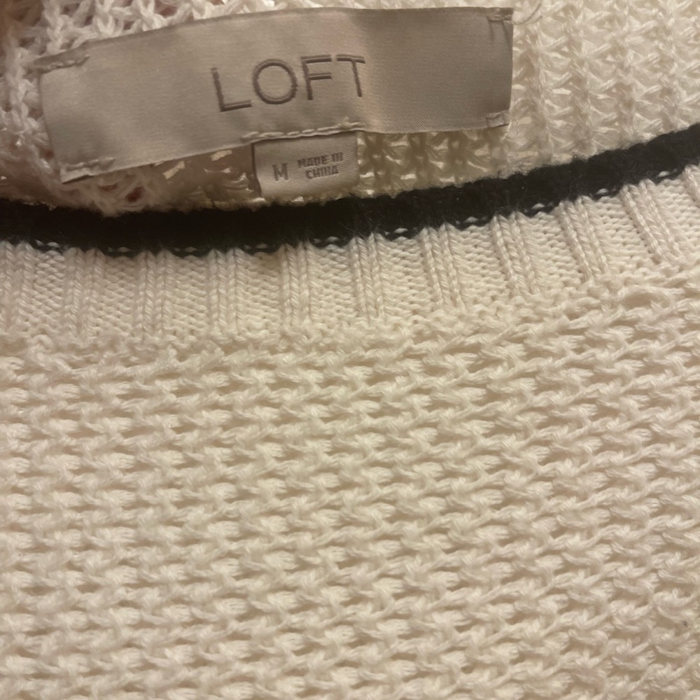 Loft Black and White Cotton Knit Top Size M - Picture 6 of 7